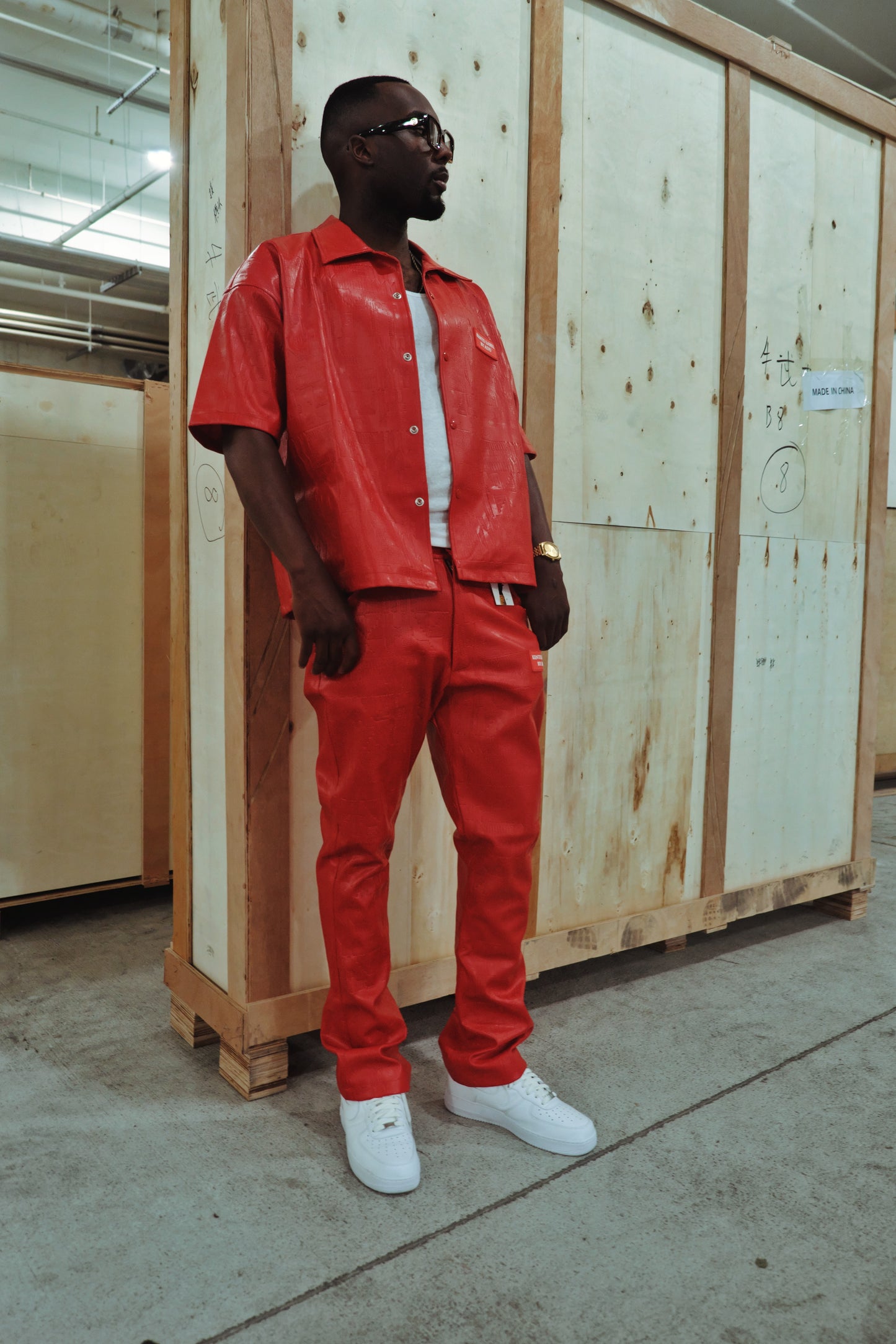 Red Leather Kente set