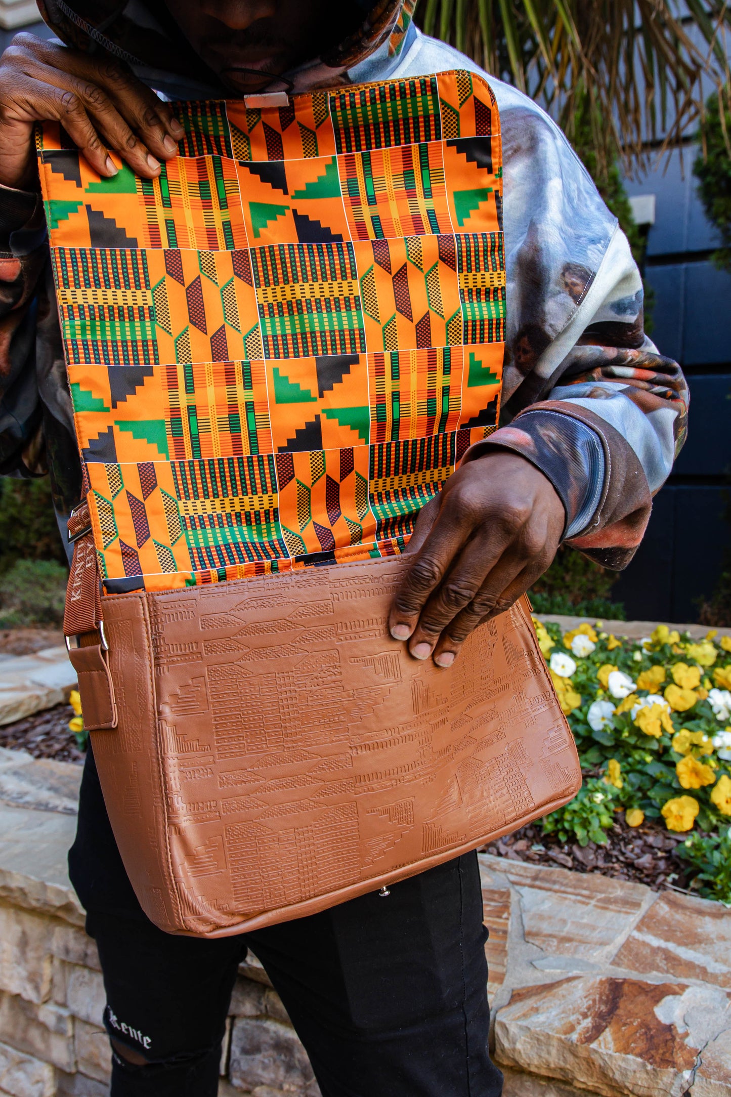 Leather Kente Label Bag