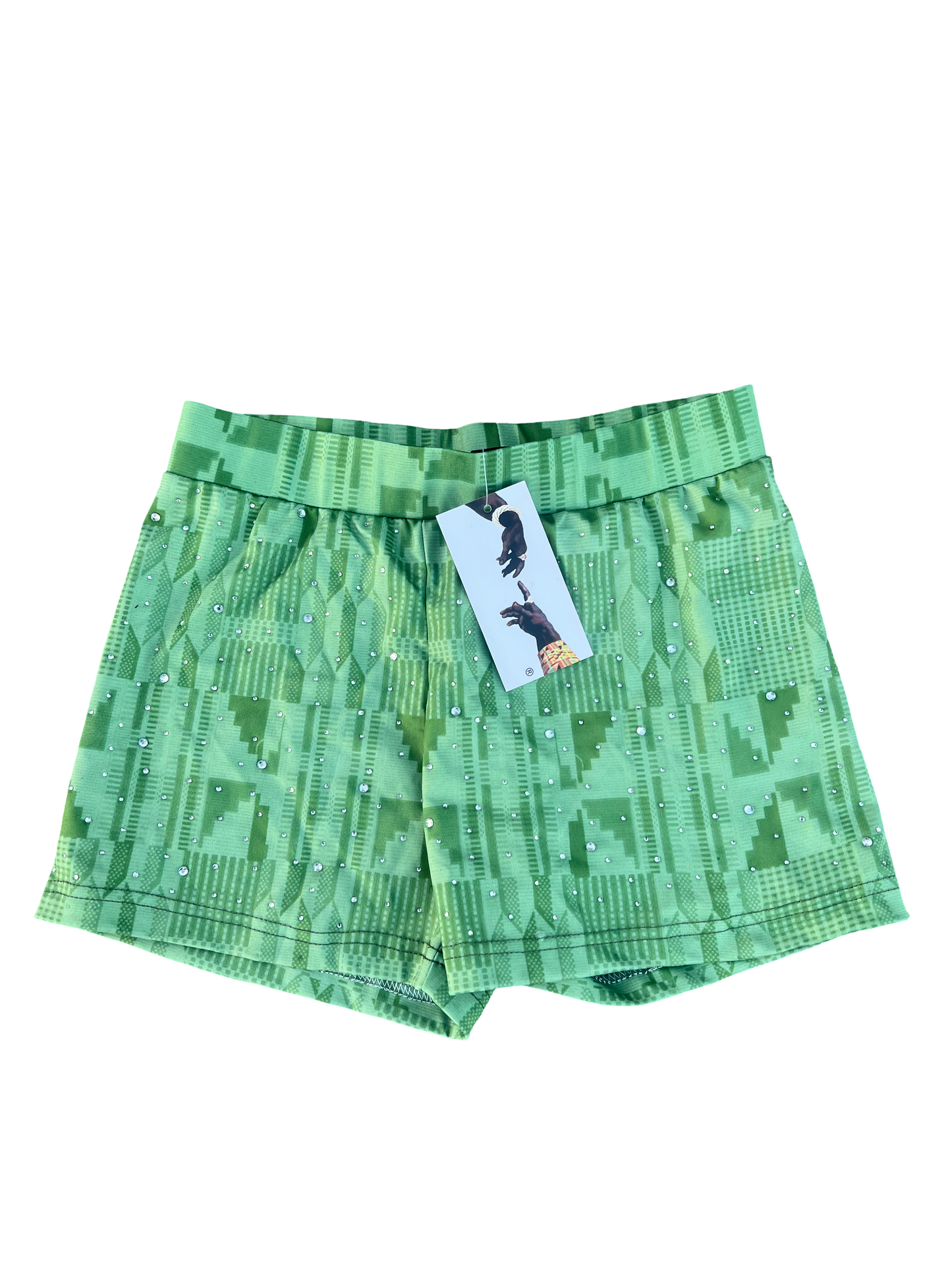 Rhinestone Kente Shorts
