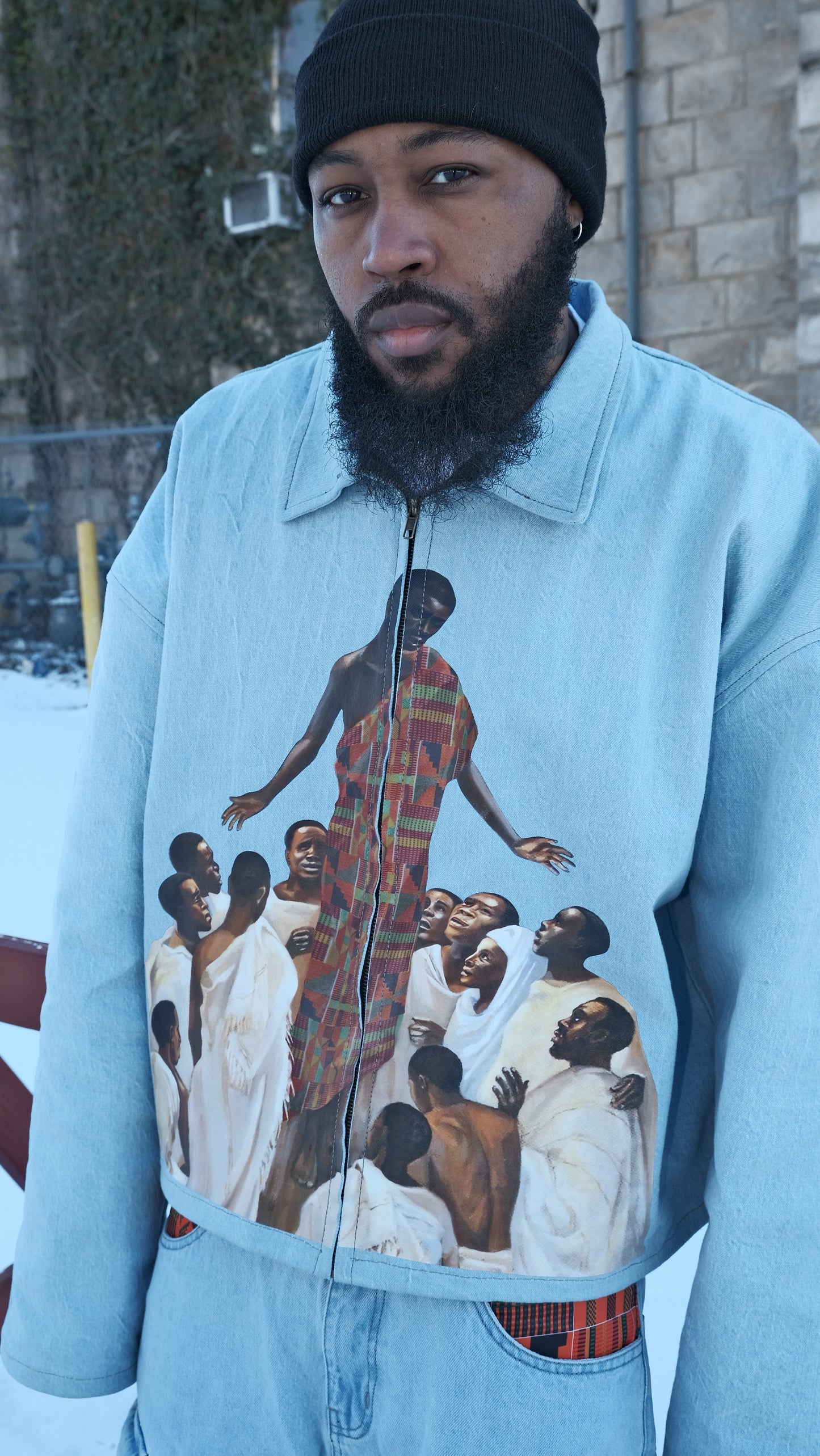 Kente Label Denim Jacket