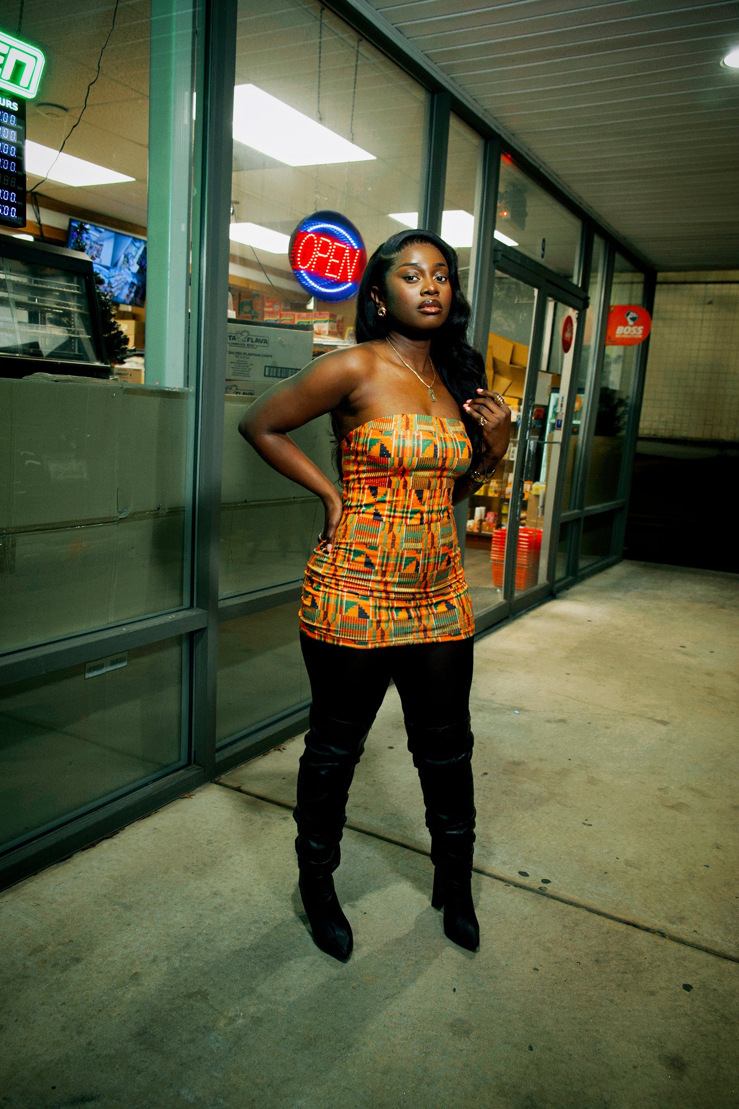 Rhinestone Kente Dress