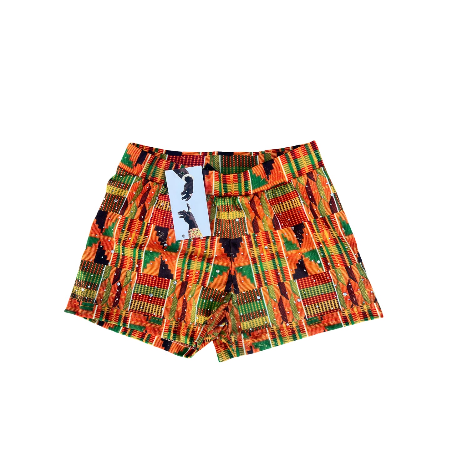 Rhinestone Kente Shorts
